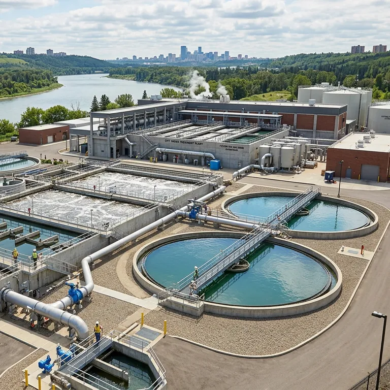 Water treatment plant beside a river
