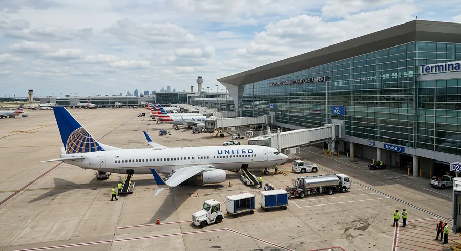 Airport terminal with aircraft at the gate
