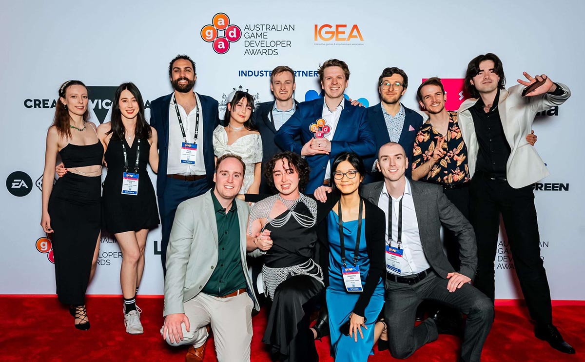 Chaos Theory team members accepting Silver for VR Experience at the AEAF 2019