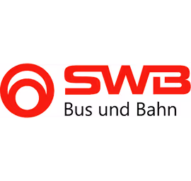 SWB logo with red circular symbol and text 'SWB' in red, and 'Bus und Bahn' below in black.