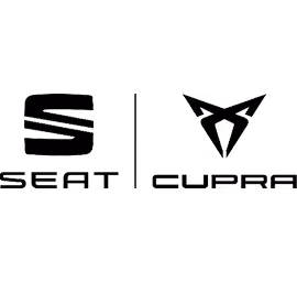 SEAT and CUPRA brand logos side by side separated by a vertical line.