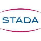 STADA-Logo: blauer Schriftzug STADA zentriert zwischen zwei roten, geschwungenen Linien auf weißem Hintergrund