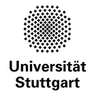 Schwarzes Logo der Universität Stuttgart: oben gepunktete Kreisform aus versetzten Punkten, darunter Schriftzug Universität Stuttgart