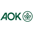 AOK-Logo grün mit stilisierter Krone in Kreis rechts neben den Großbuchstaben AOK