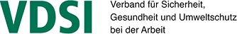 VDSI blaugrünes Logo links, rechts der Text: Verband für Sicherheit, Gesundheit und Umweltschutz bei der Arbeit.