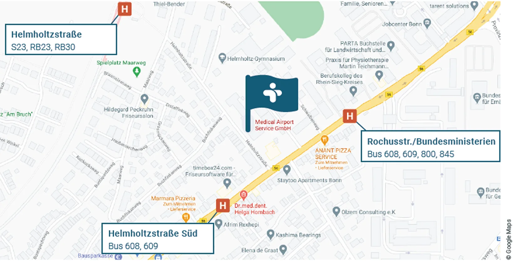 Anfahrtskarte zum Standort Bonn, Helmholtzstraße 4