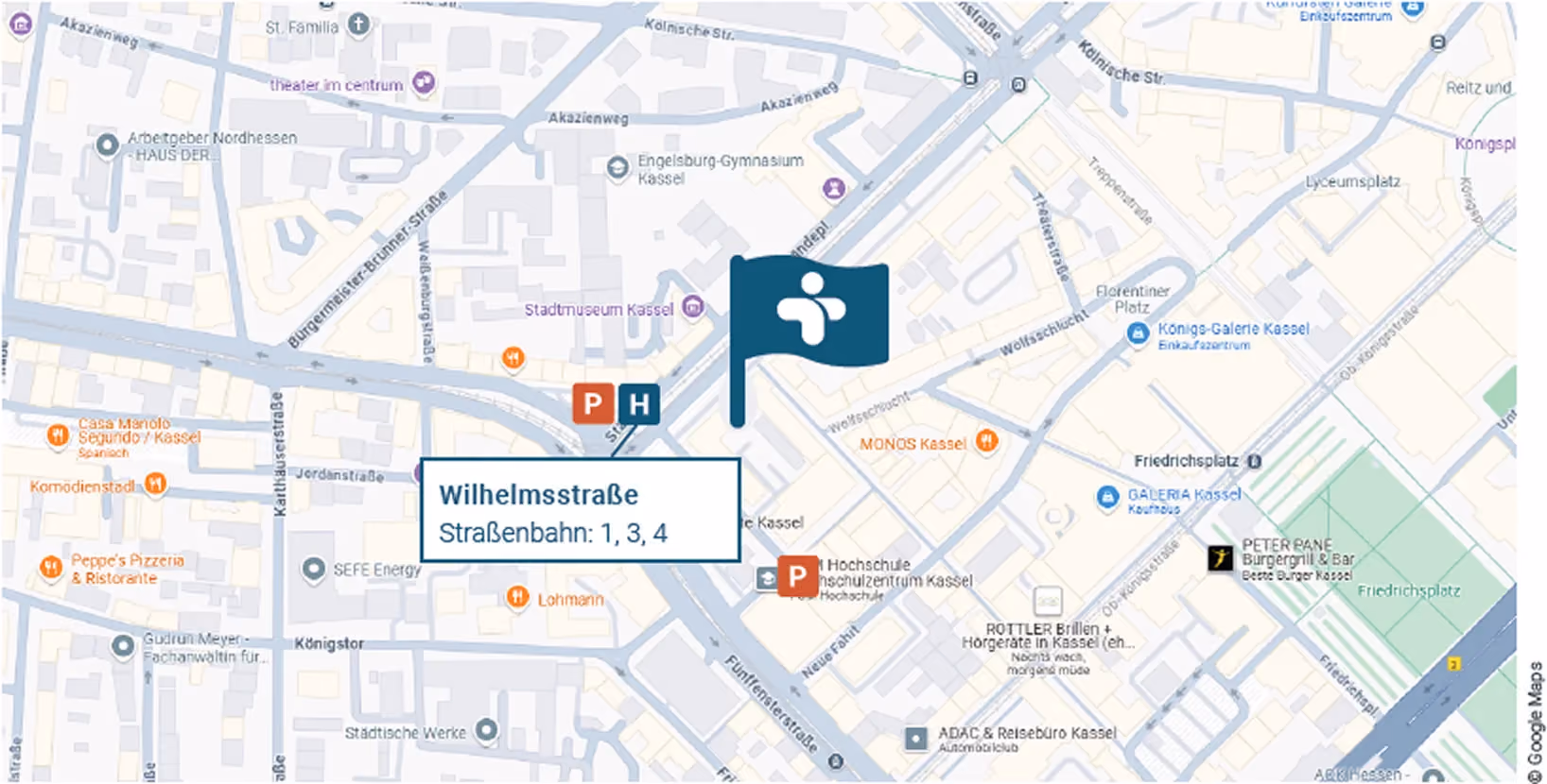 Anfahrtskarte zum Standort Kassel, Ständeplatz 17