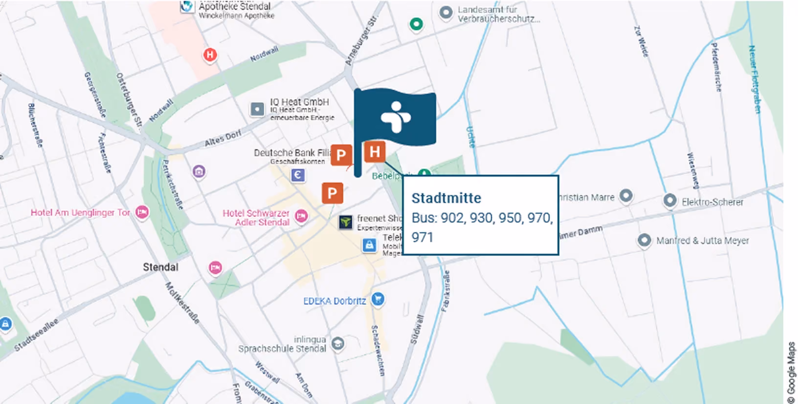 Anfahrtskarte zum Standort Stendal, Bruchstraße 5-6