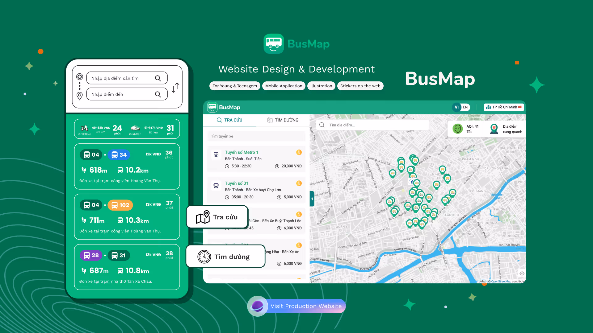 Giao diện website Busmap