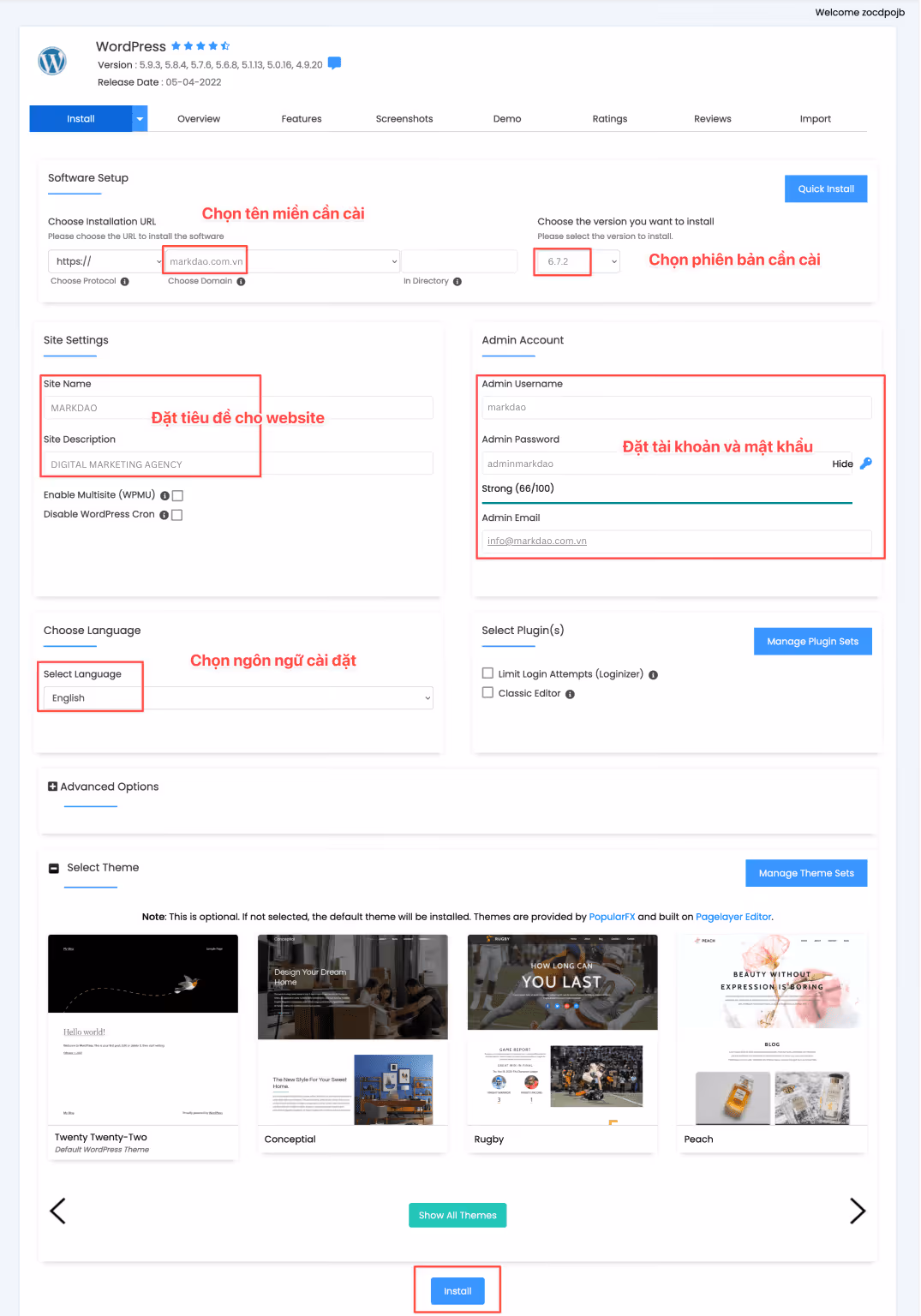 Cài đặt Wordpress
