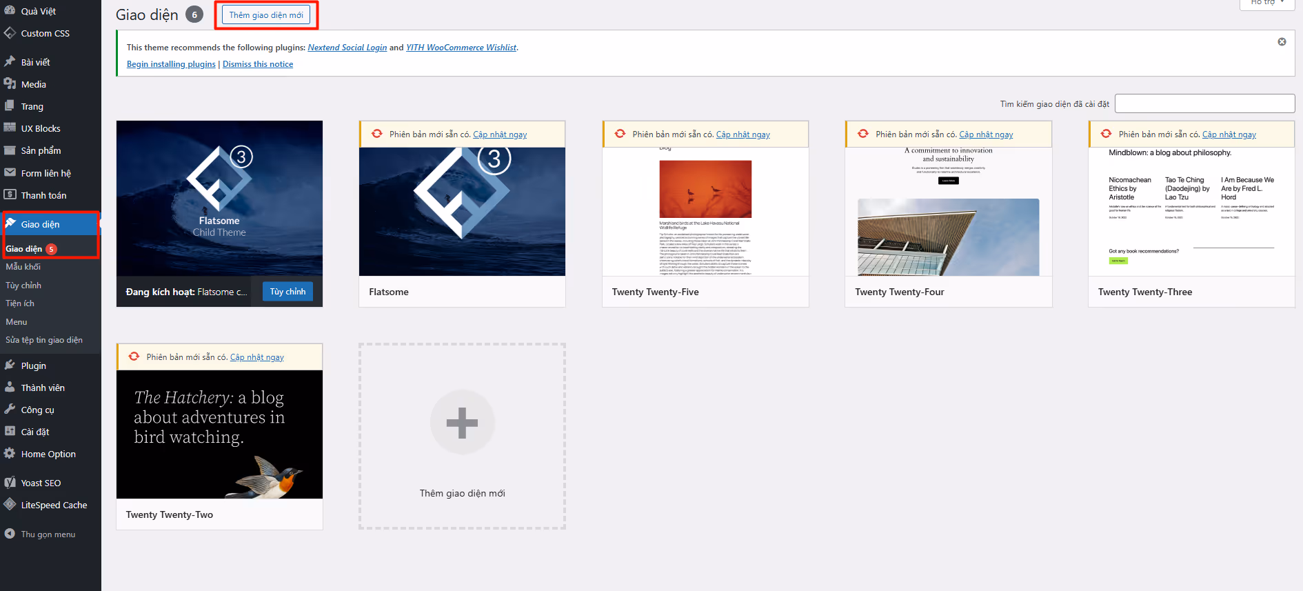 Cài đặt giao diện Wordpress