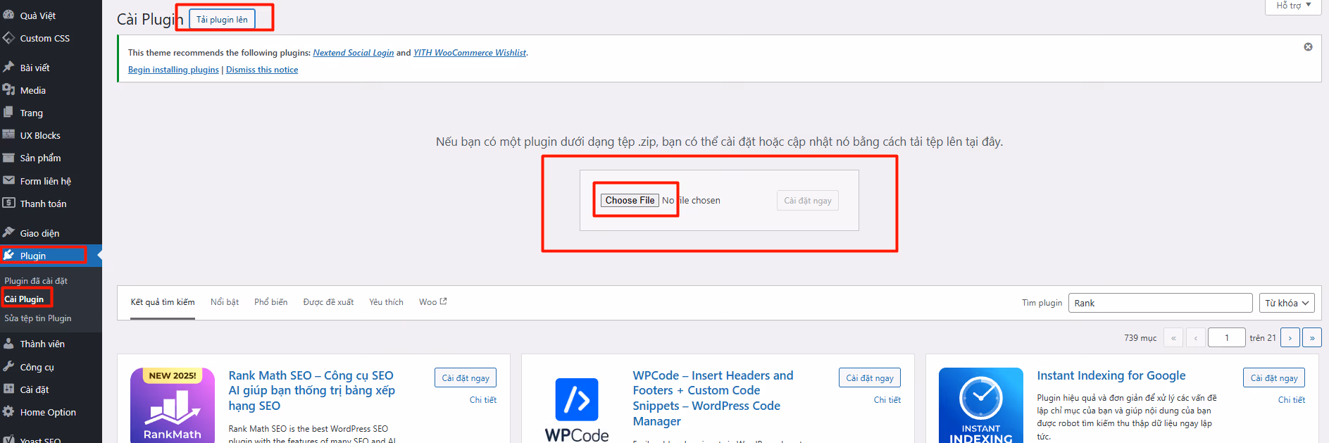 Cài đặt các Plugin Wordpress