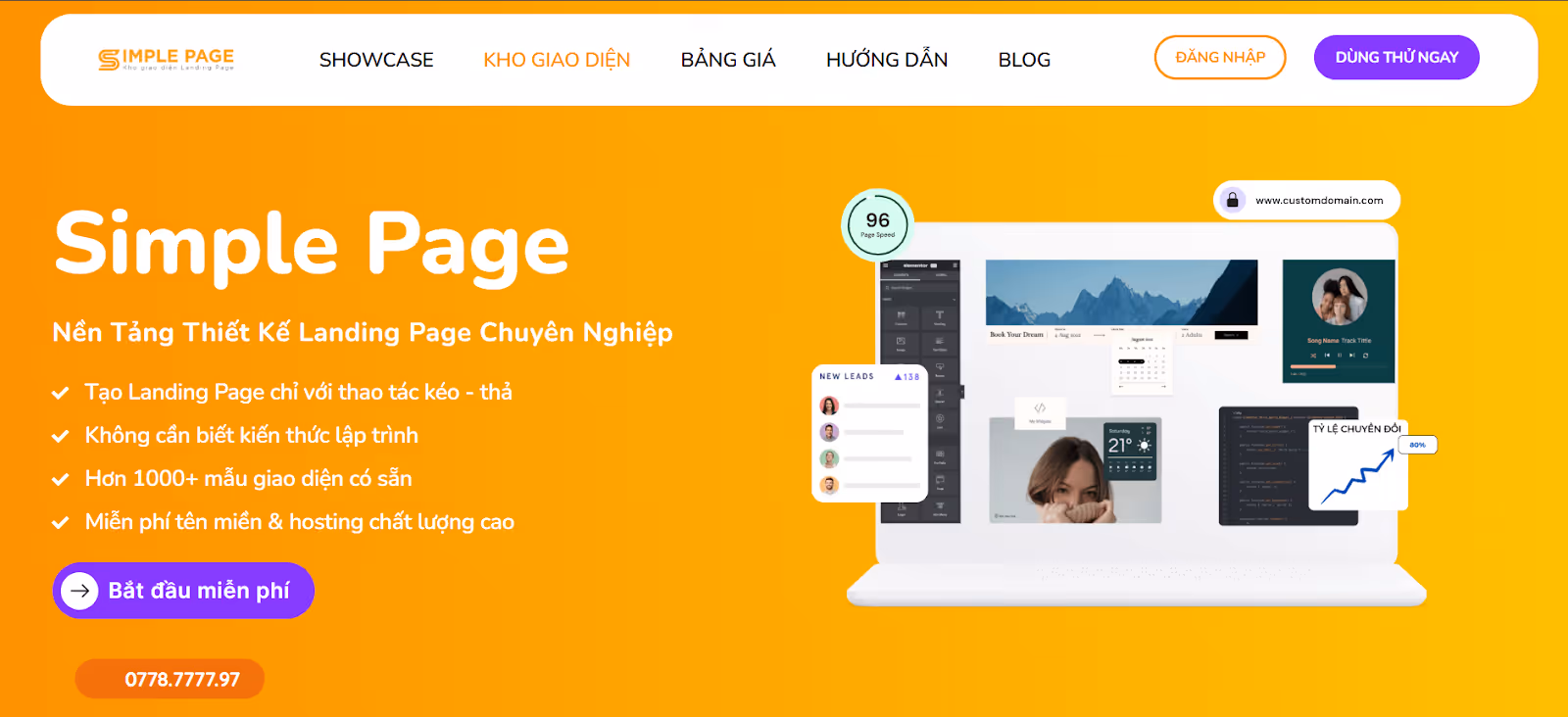 link bio là gì - Simple Page: Chuyên nghiệp và linh hoạt
