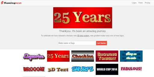 Flaming Text – Website tạo logo dạng chữ với hiệu ứng độc đáo