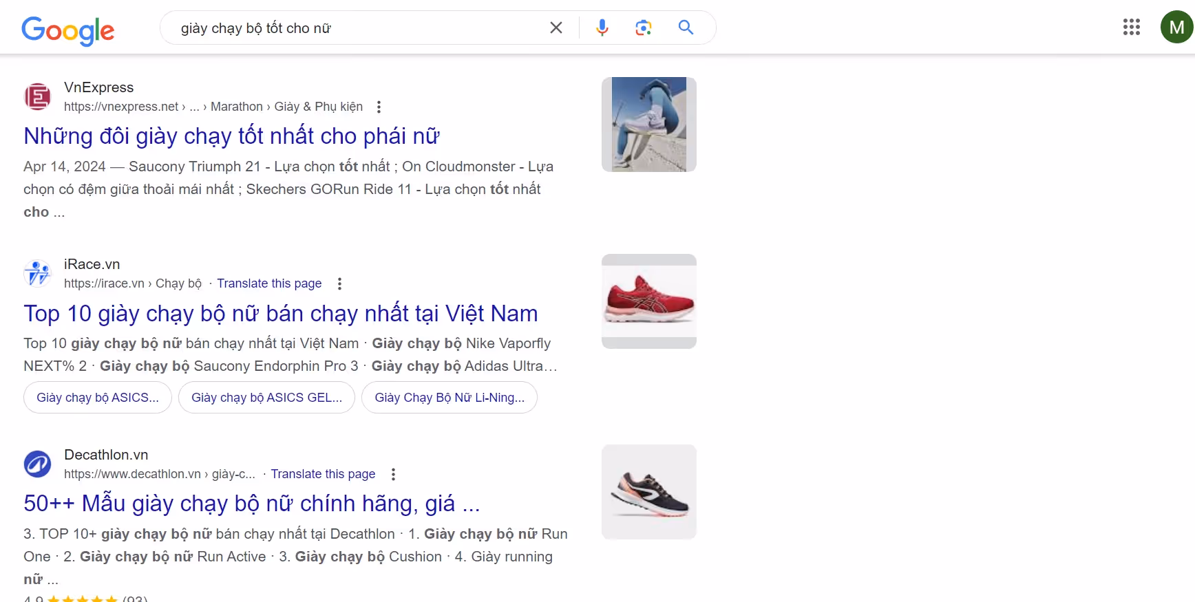 Ví dụ về Long-tail Keywords: "giày chạy bộ tốt cho nữ"