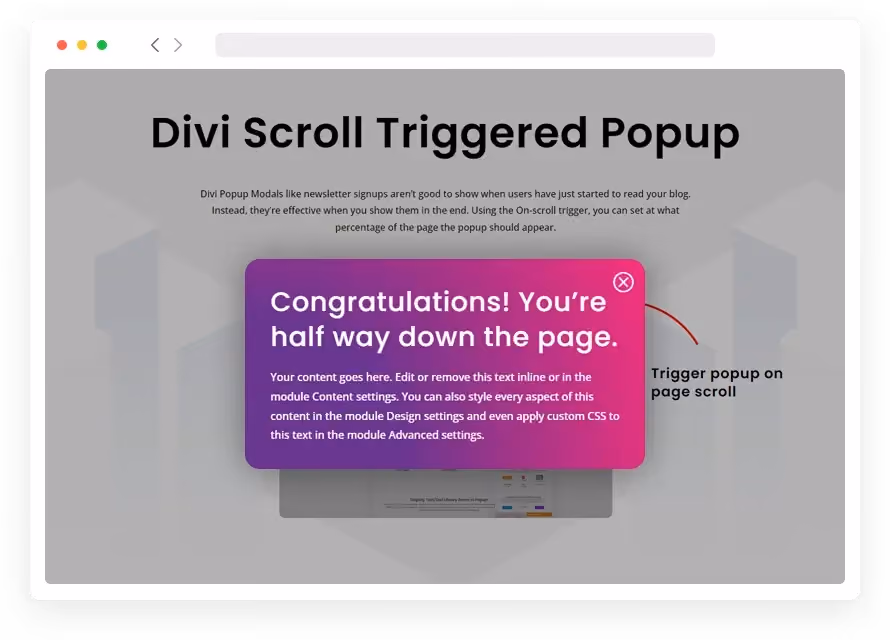 Scroll-triggered Pop-up chỉ xuất hiện khi người dùng cuộn đến một phần nhất định trên web