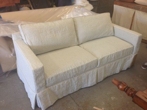 Sofa after custom slipcover by Manilla Upholstery, Northridge CA
