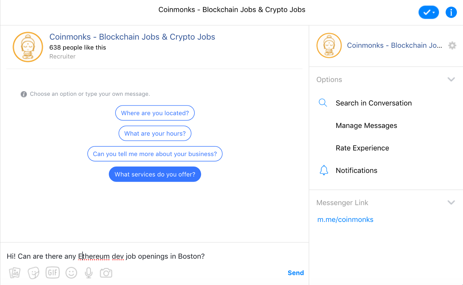 Building a Facebook Messenger Jobs Bot For Coinmonks Using The Crowdbotics App Builder