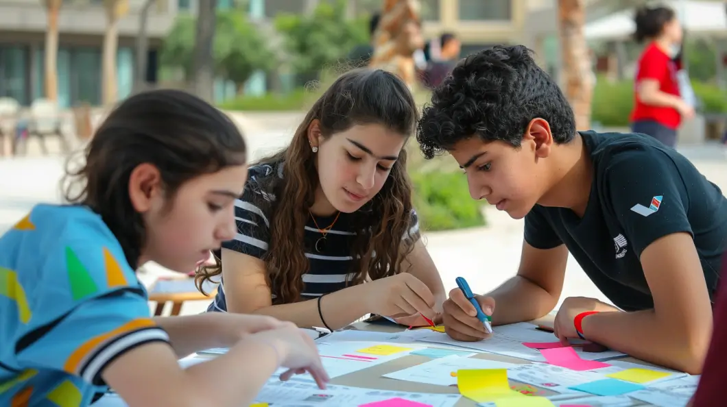 A group of people working on a project together.