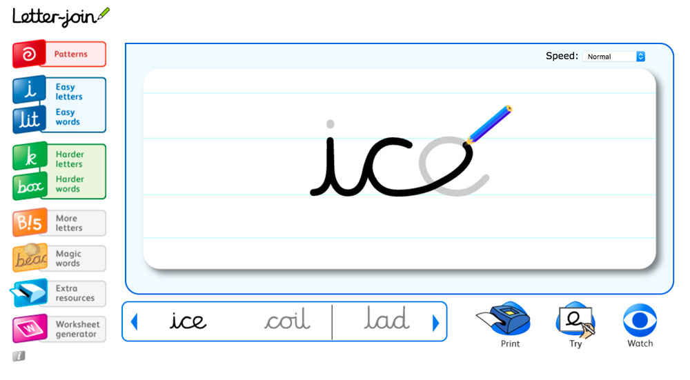 Letter-join handwriting practice