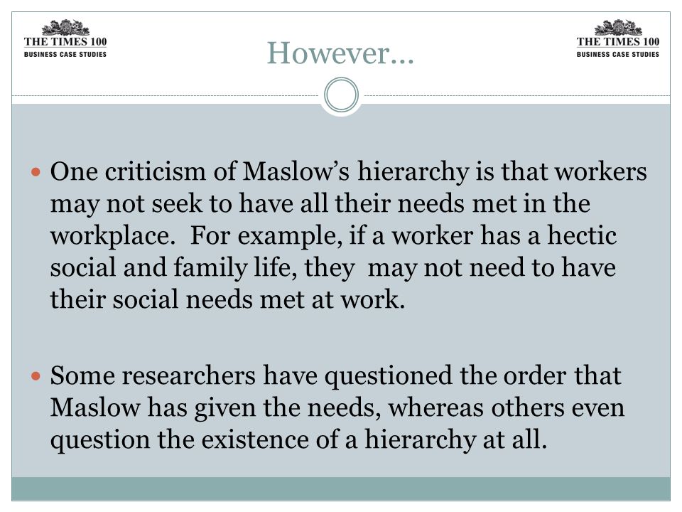 Criticisms of the hierarchy of needs