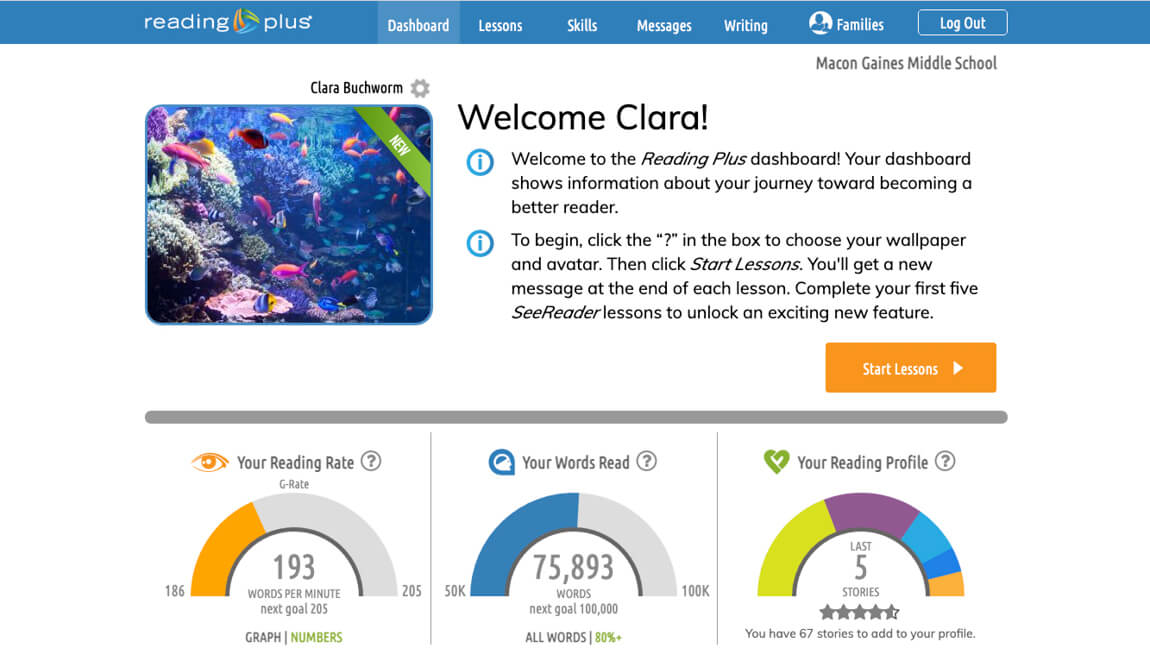 Reading plus detailed student outcomes