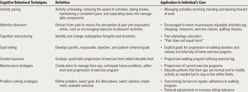 Cognitive behavioural therapy techniques