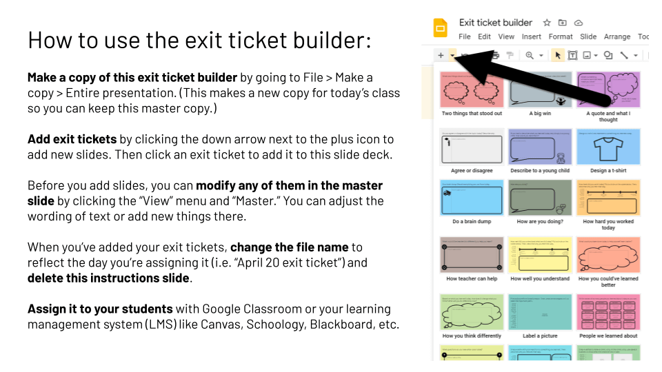 Exit ticket builders