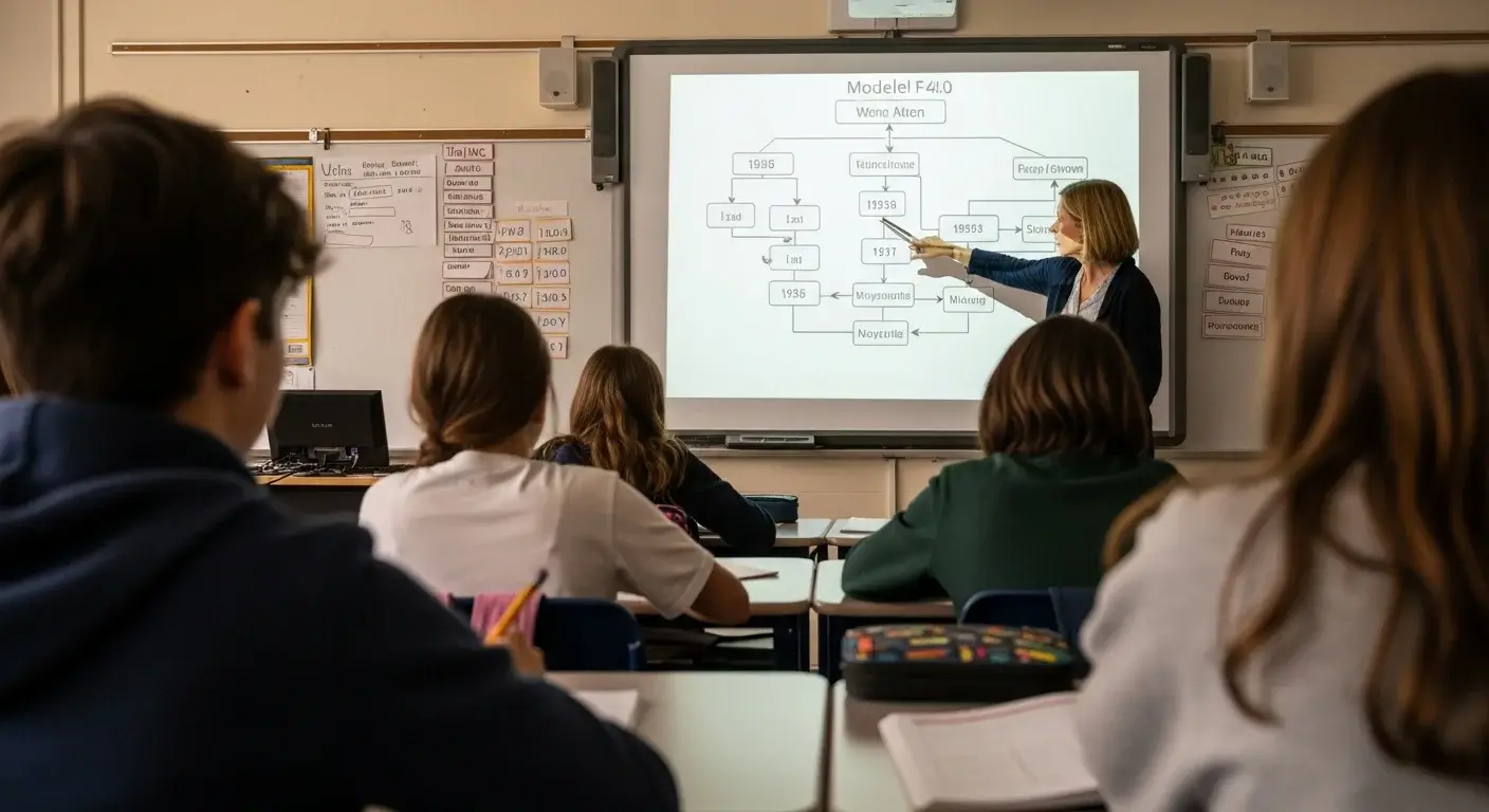 Teacher modeling sequencing graphic organizers in a history class