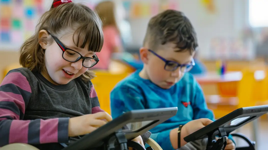 Primary pupils with learning disabilities using assistive technology tablets in inclusive classroom