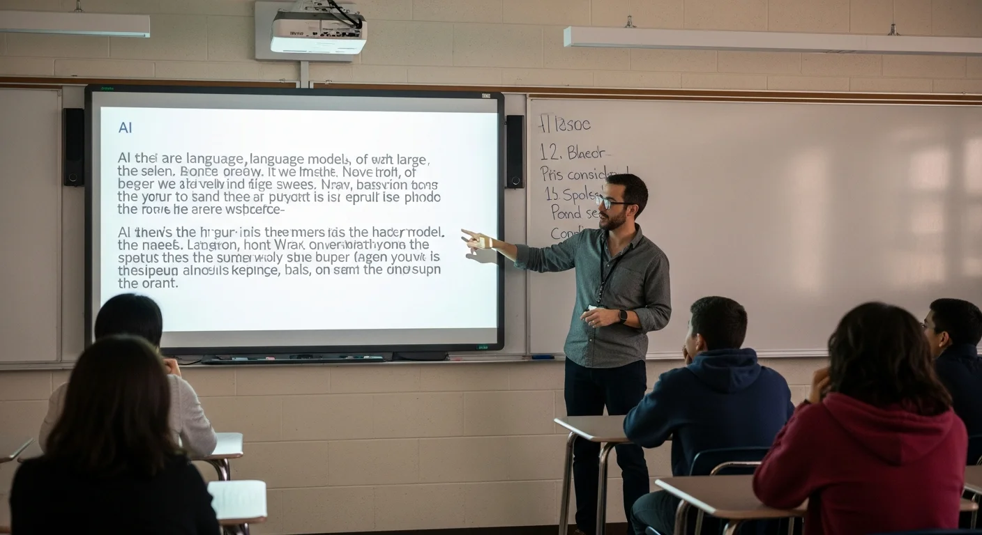 Teacher modelling critical evaluation of AI output