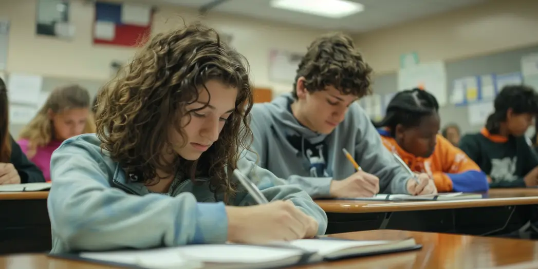 Teacher using student progress app to record formative assessment data