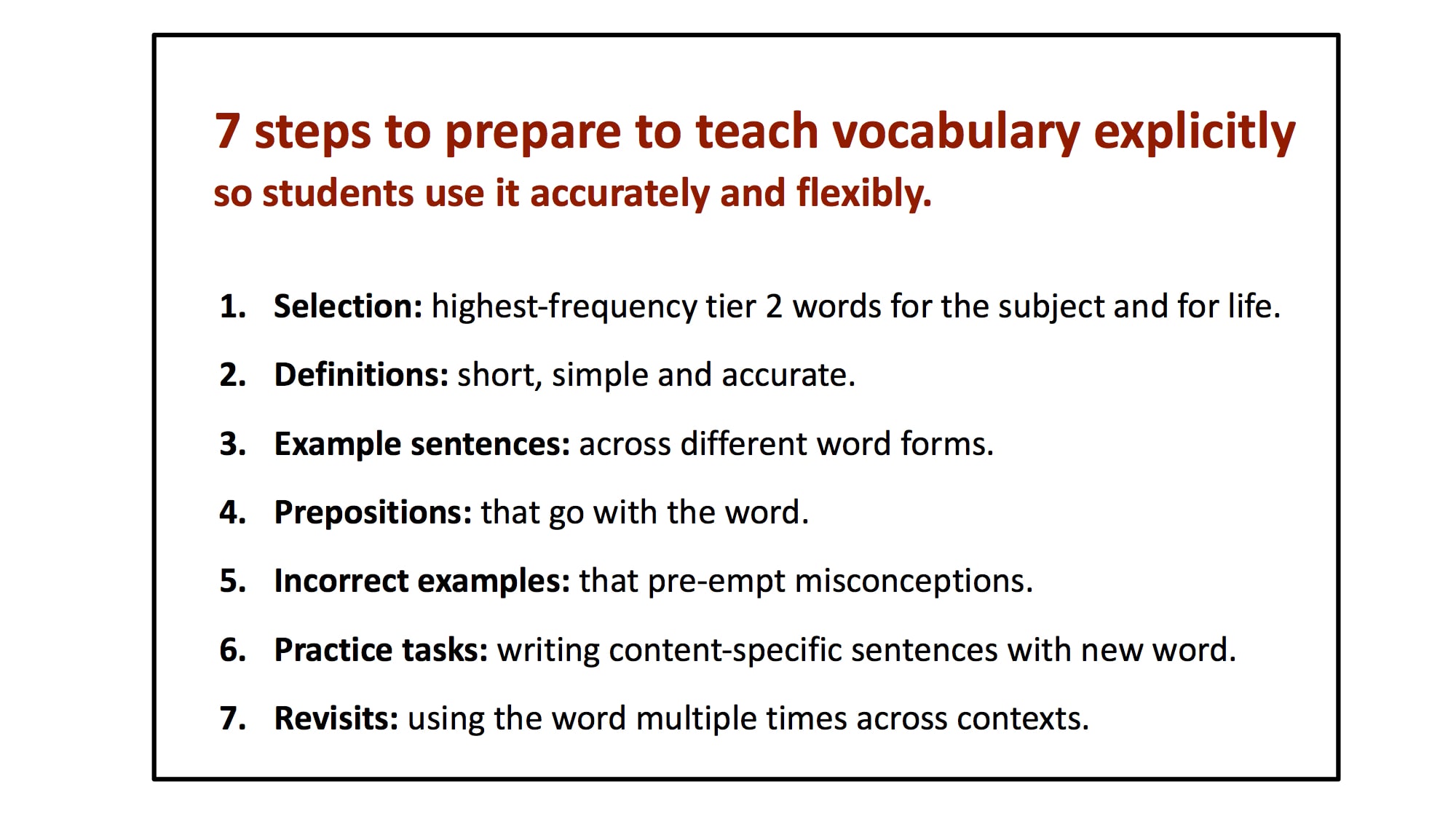 Scaffolding learning through vocabulary