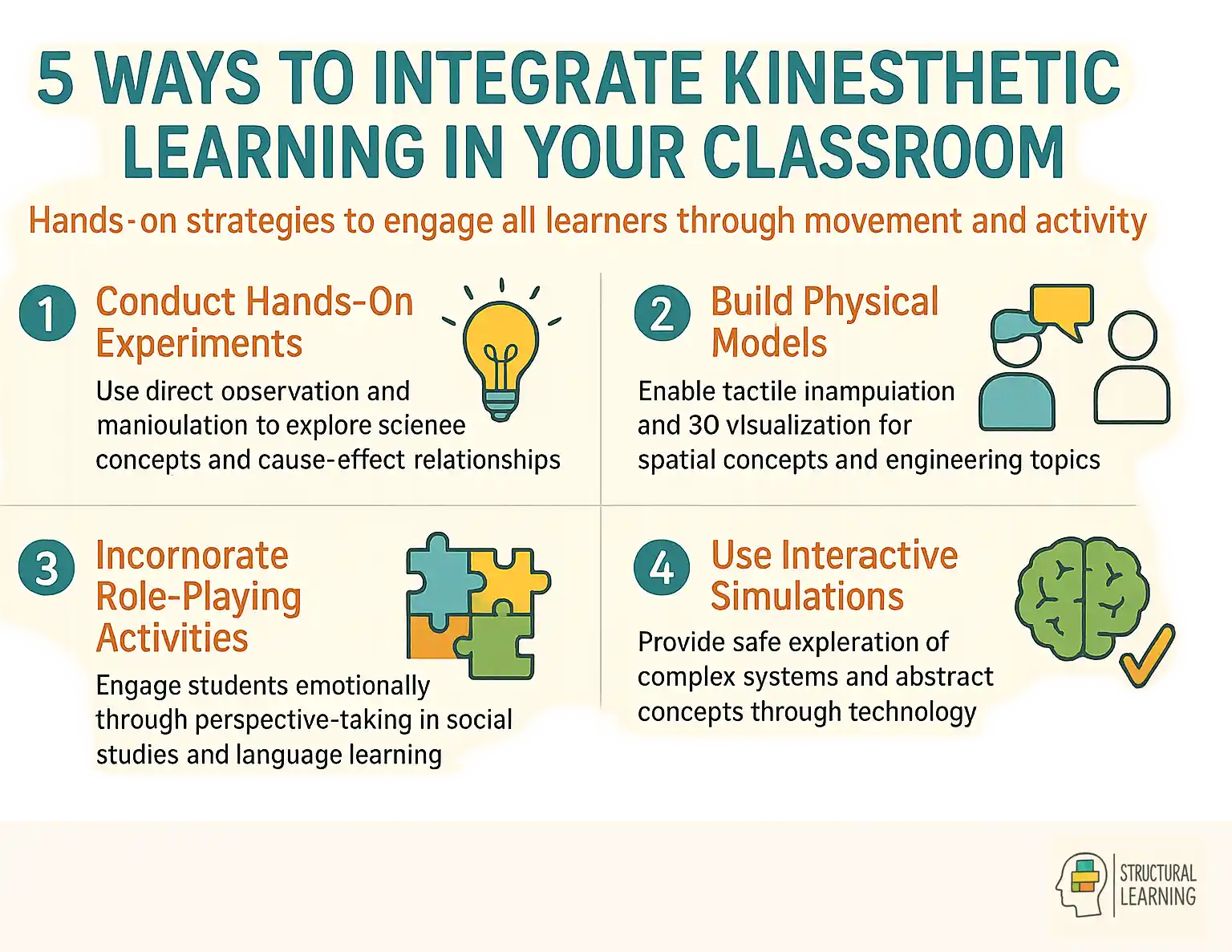 Five practical strategies for incorporating kinesthetic learning activities in classroom teaching