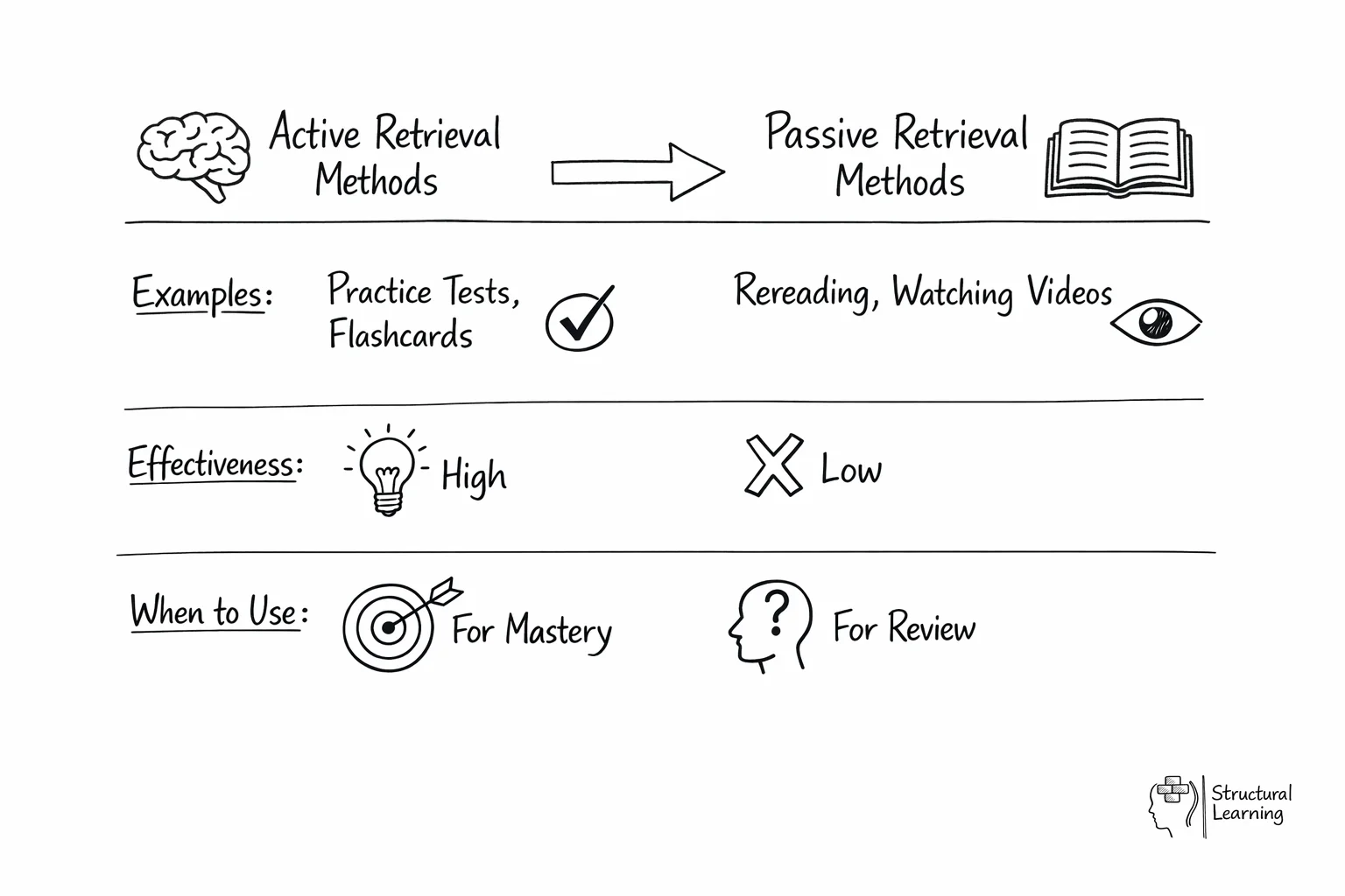 Comparison chart showing active vs passive <a href=