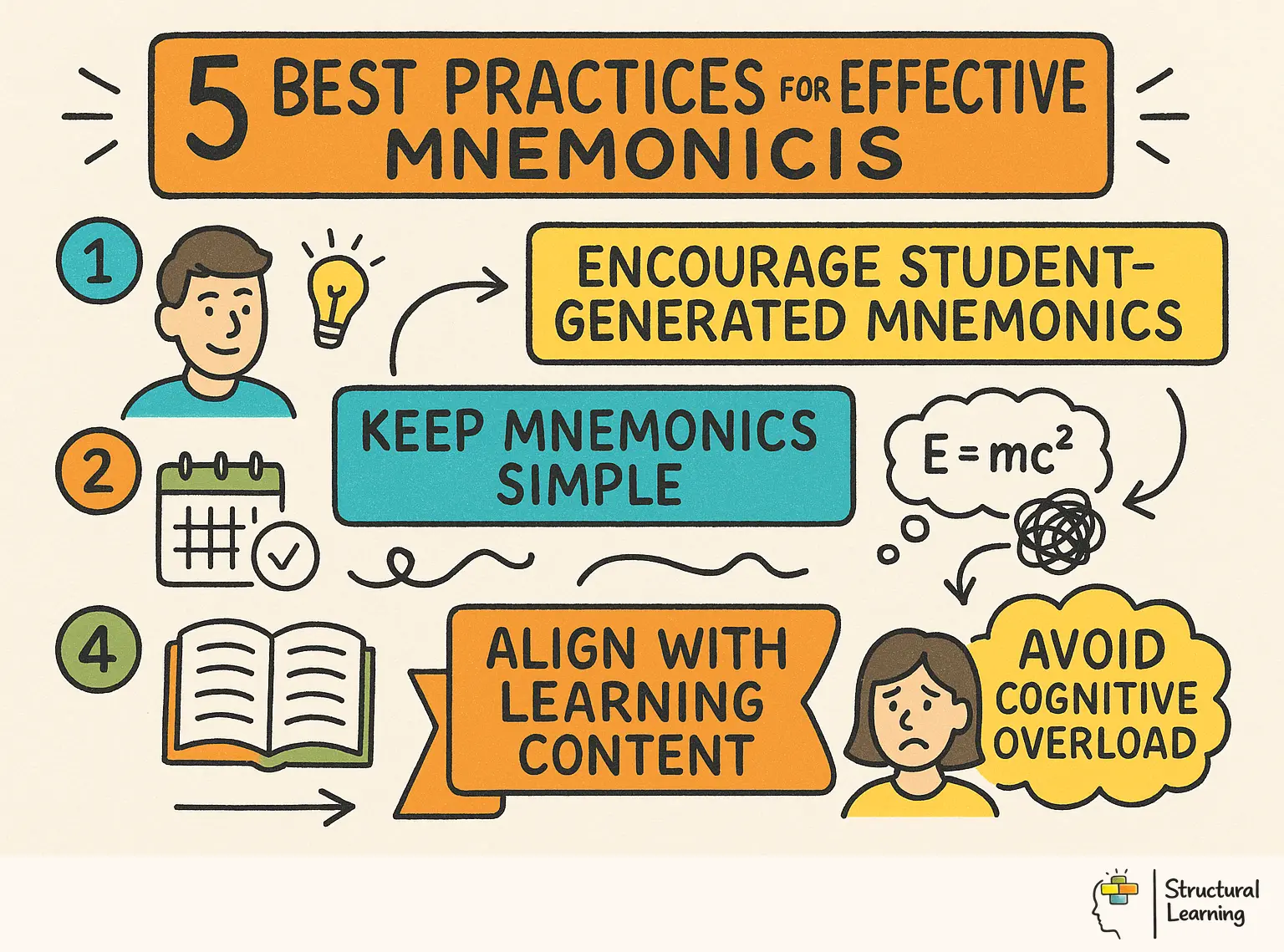 5 Best Practices for Effective Mnemonics infographic for teachers
