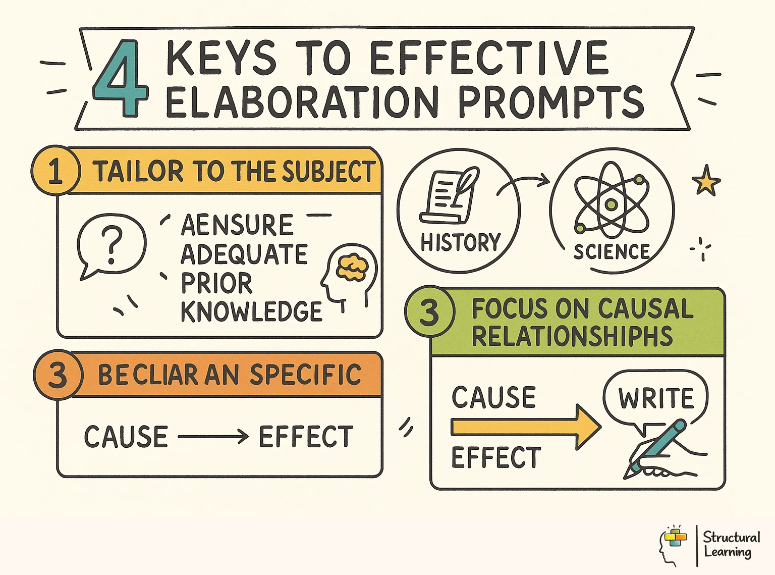 4 Keys to Effective Elaboration Prompts infographic for teachers