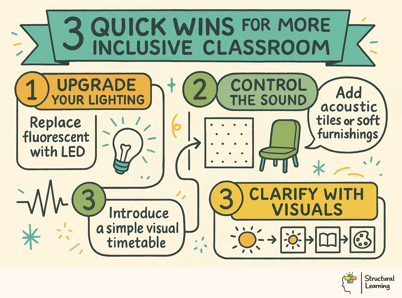 3 Quick Wins for a More Inclusive Classroom infographic for teachers