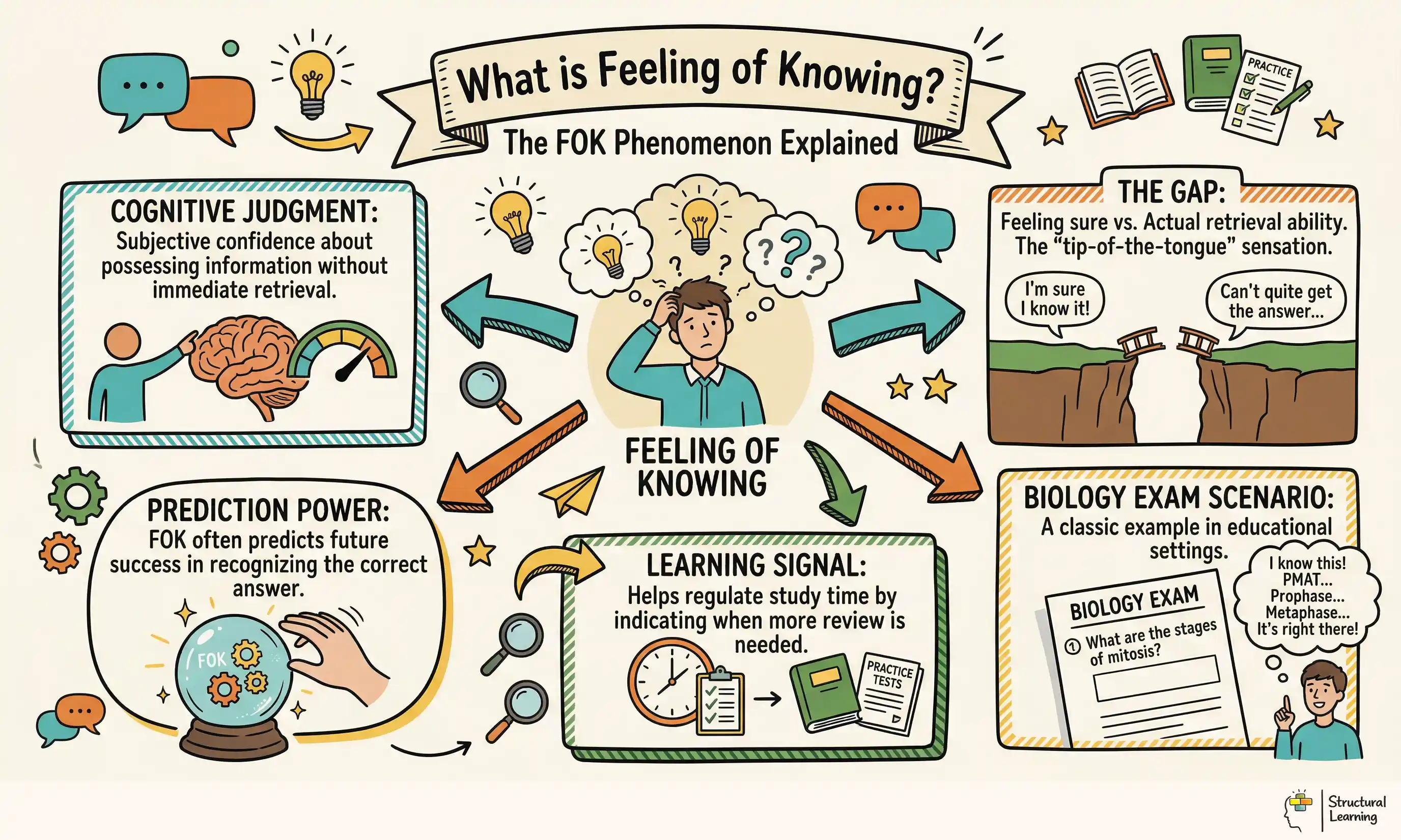 What is Feeling of Knowing? The FOK Phenomenon Explained infographic for teachers
