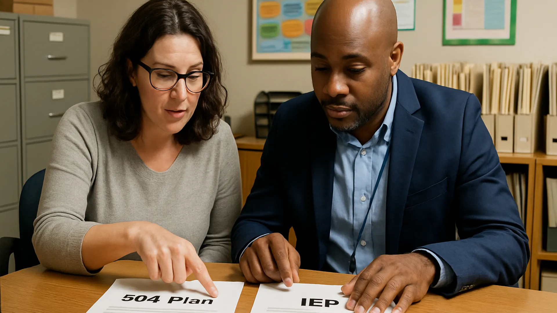 504 plan vs IEP comparison documents side by side