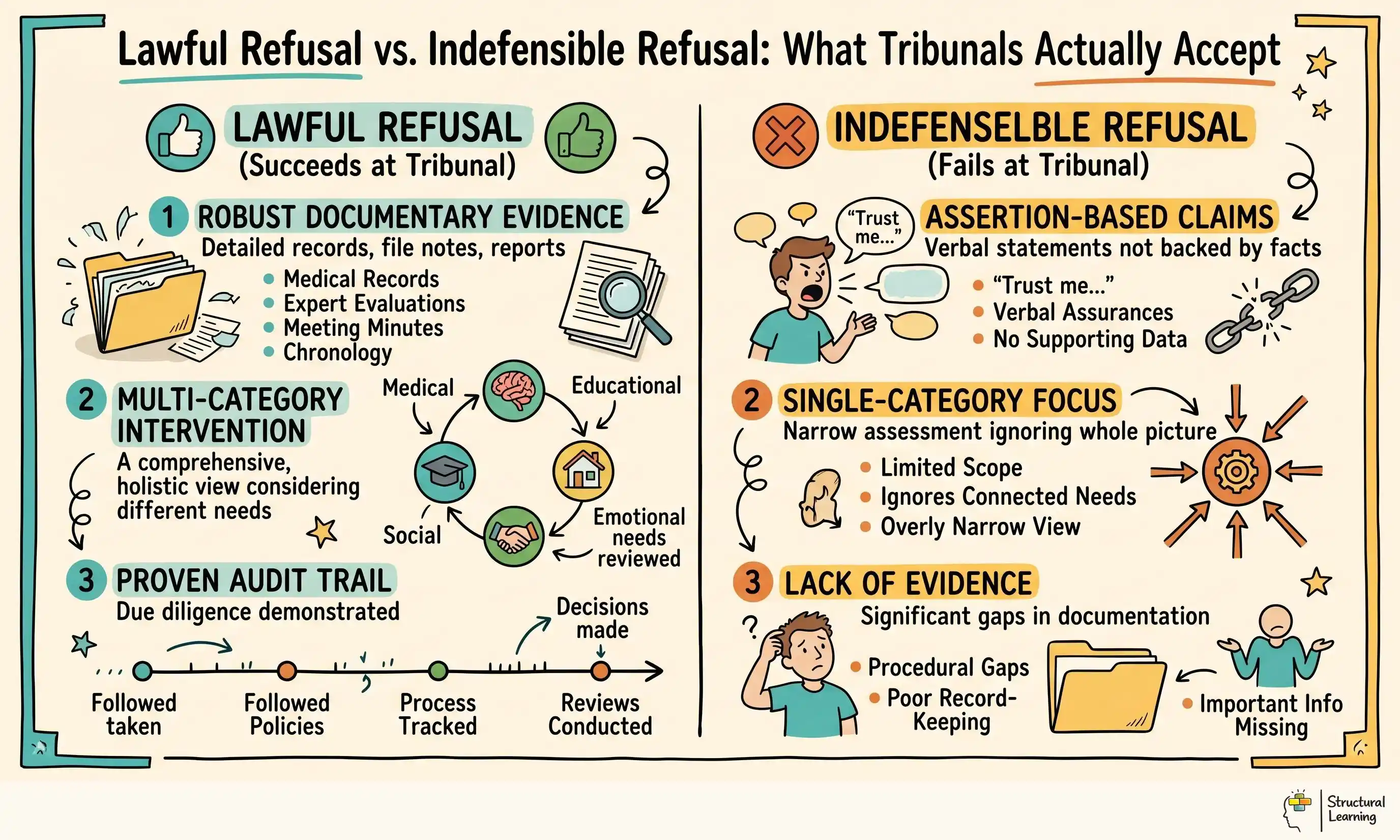 Lawful Refusal vs. Indefensible Refusal: What Tribunals Actually Accept infographic for teachers