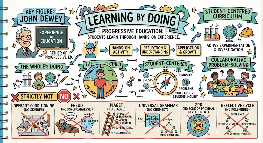 Dewey’s Learning by Doing: 5 Project-Based Lesson Ideas, visual explainer sketchnote