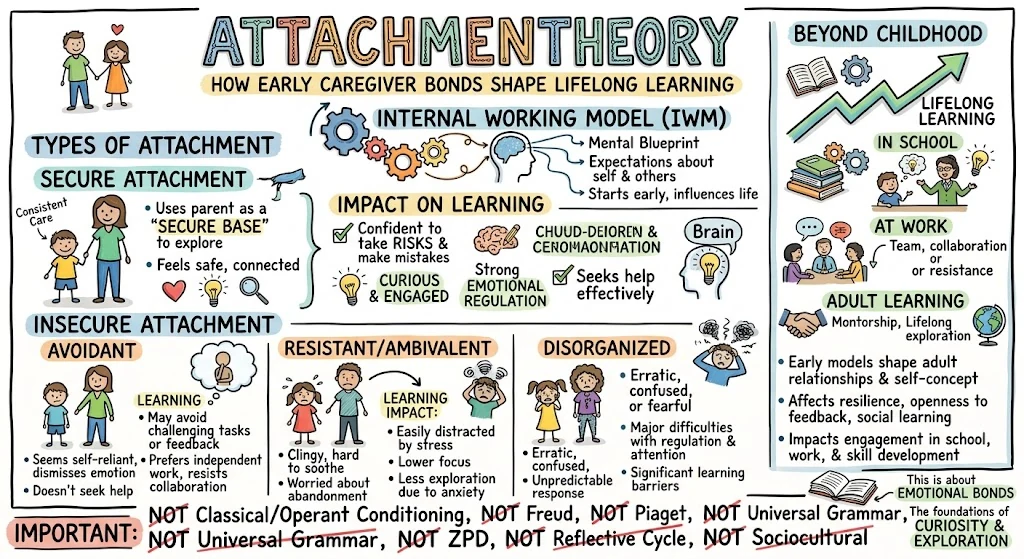 Bowlby's Attachment Theory: 4 Styles in the Classroom — visual explainer sketchnote