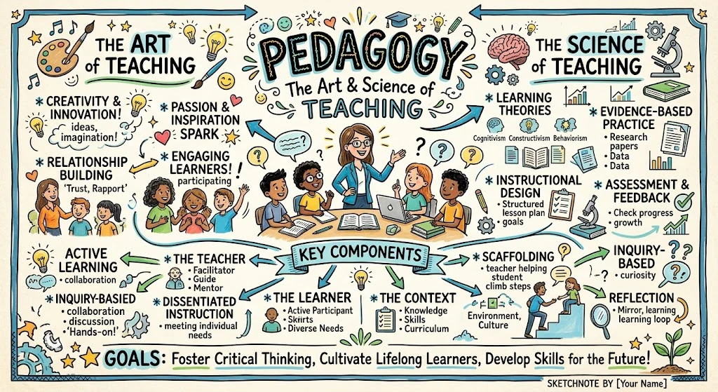 Pedagogy Explained: 5 UK Teaching Approaches for OFSTED & ECF — visual explainer sketchnote