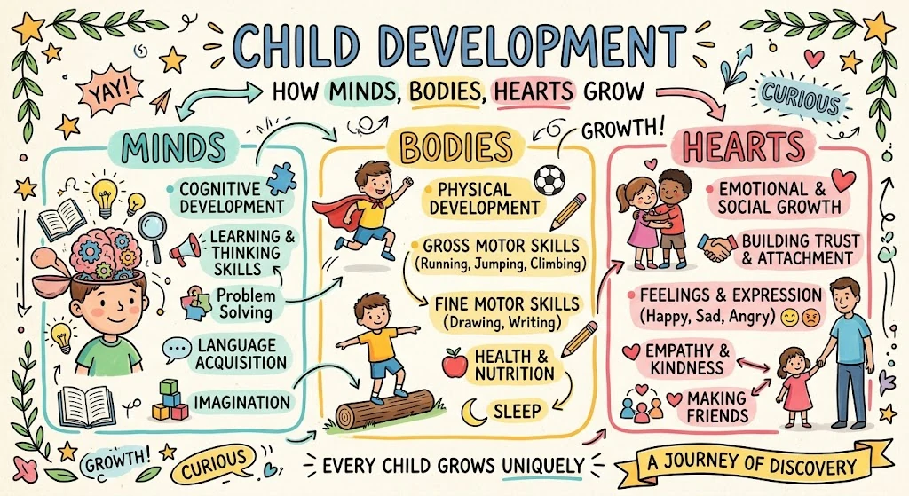 Child Development Theories: 10 Frameworks, visual explainer sketchnote