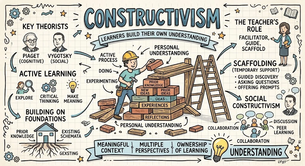 Constructivism in Education, visual explainer sketchnote
