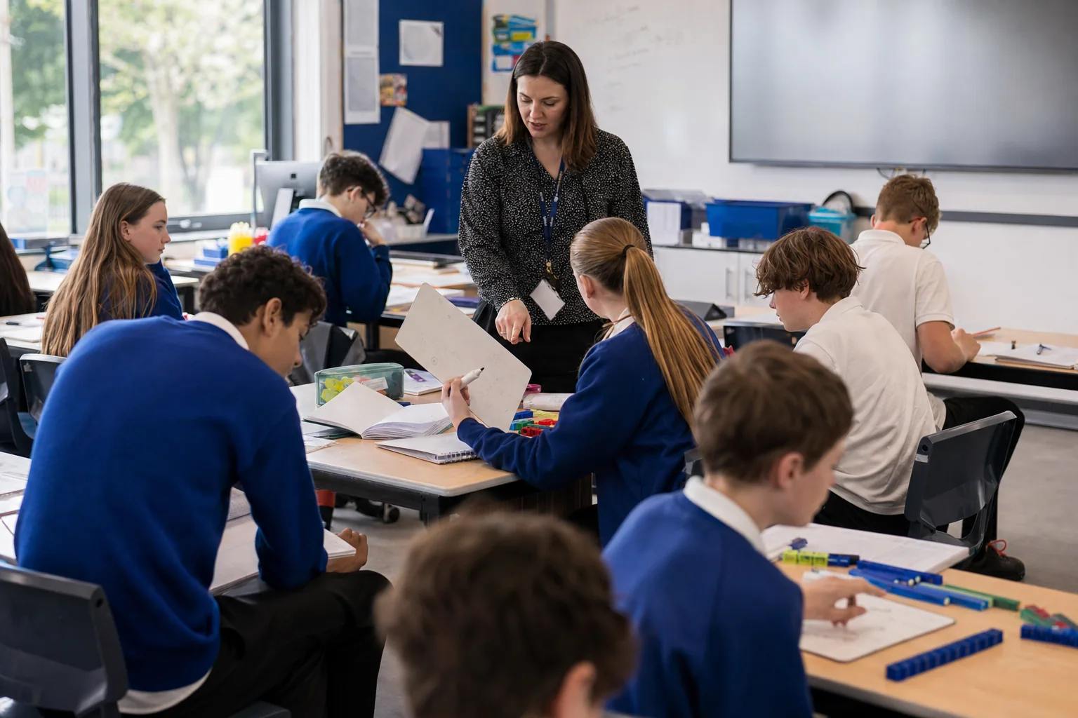 Teacher and learners adapt support so learners can access the same lesson goal in a UK classroom.