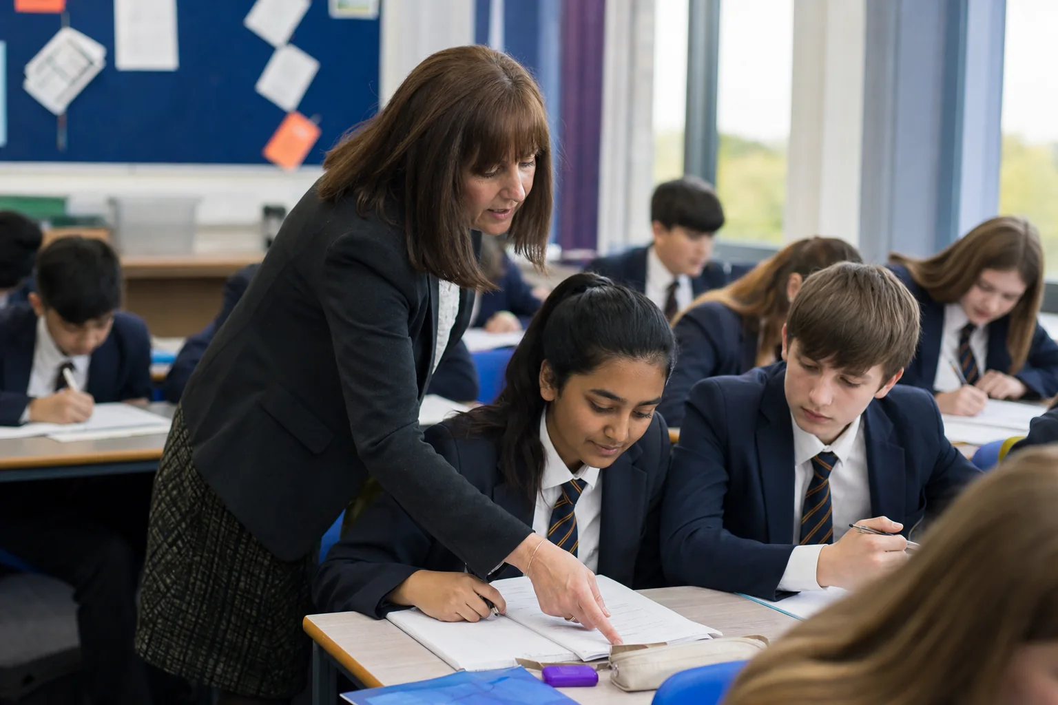 Teacher and learners adapt support so learners can access the same lesson goal in a UK classroom.