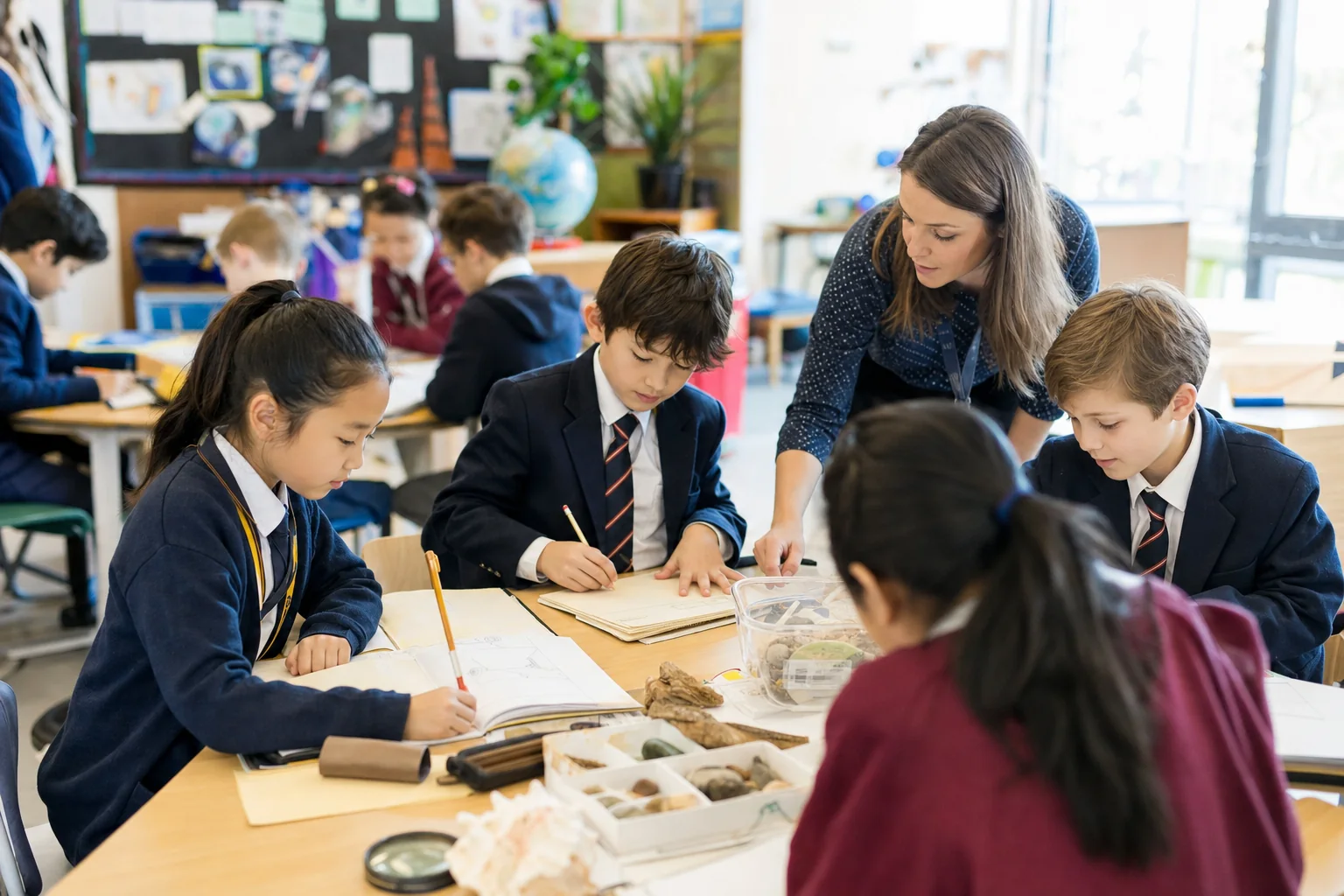 Teacher and learners use inquiry journals, concept questions and teacher facilitation in an International Baccalaureate classroom.