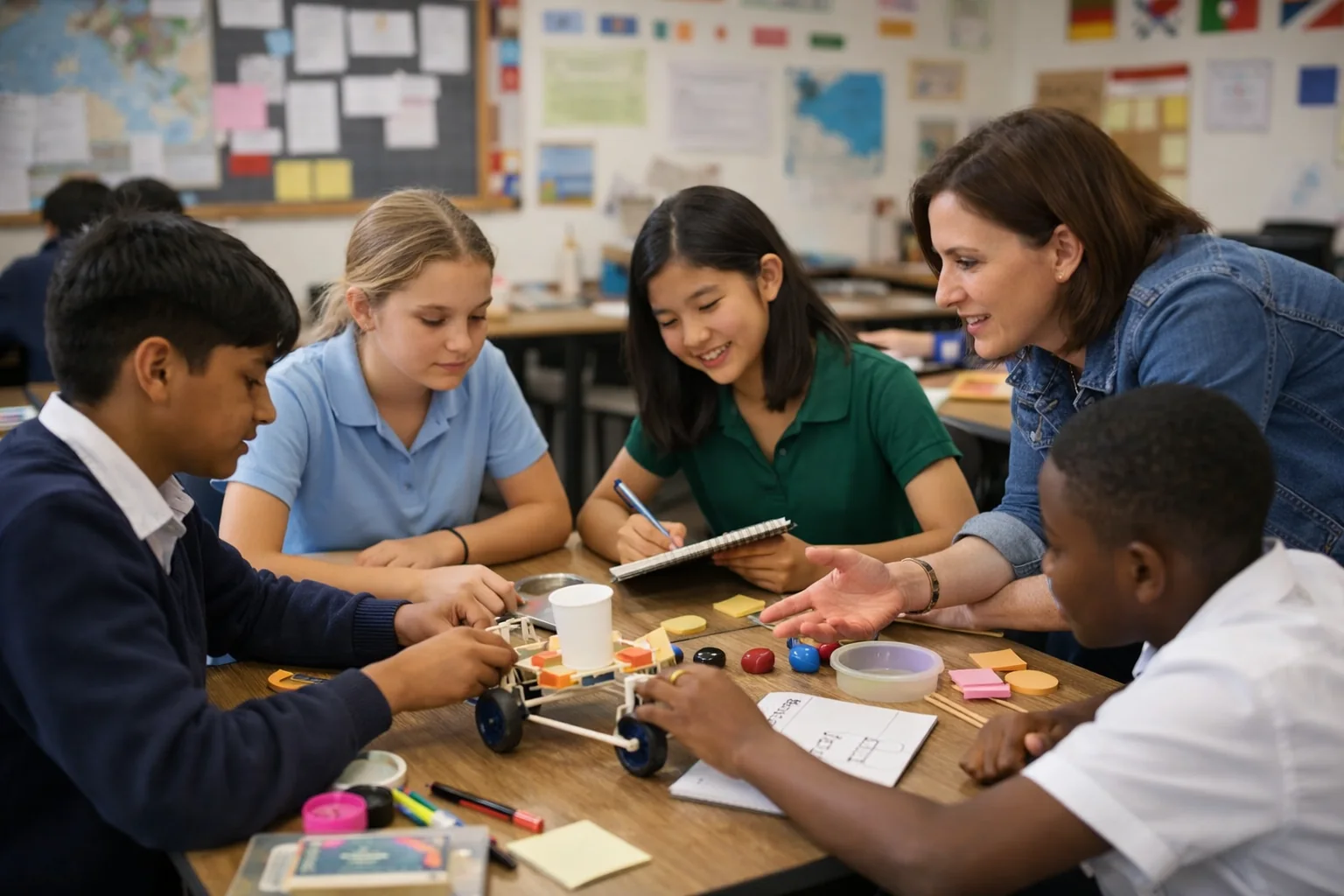 Teacher and learners use collaborative inquiry, concept mapping and visible thinking in an international school classroom.